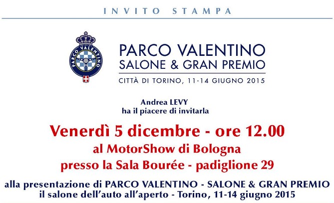 Parco Valentino Salone & Gran Premio dell'Automobile invito di Andrea Levy al MotorShow di Bologna
